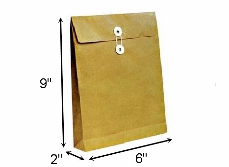 Expandable Brown Envelope with string 6”X 9”X 2”