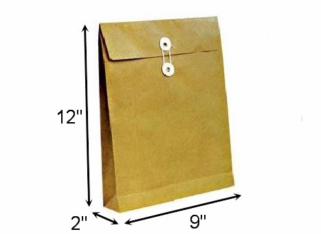 Expandable Brown Envelope with string 9”X 12”X 2”