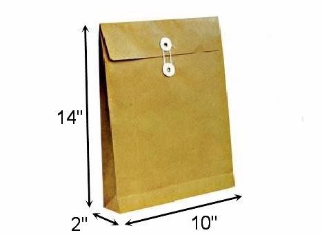 Expandable Brown Envelope with string 10”X 14”X 2”