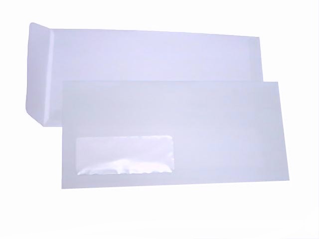 White Envelopes vert. (open window) 4” X 9”500pcs/bx ＃801B