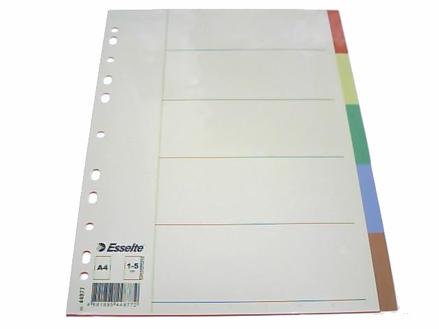 ESSELTE 5-Color PVC Dividers #44877