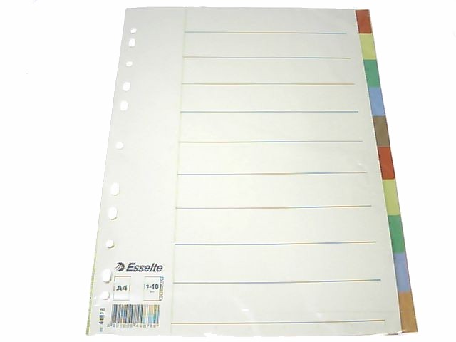 ESSELTE 10-Color PVC Dividers #44878